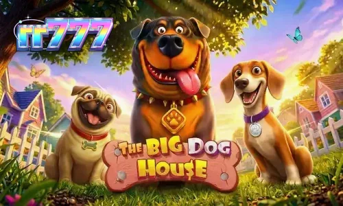 Tampilan visual slot The Big Dog House dengan simbol anjing dan rumah anjing